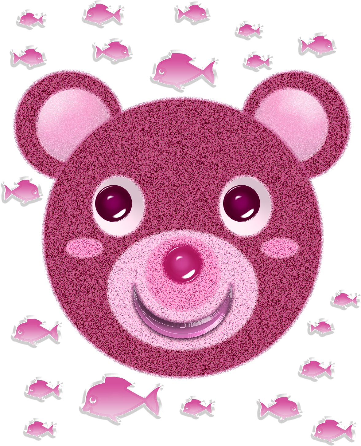 Berry Bear Face And Fish - Leaf (1200x1500), Png Download