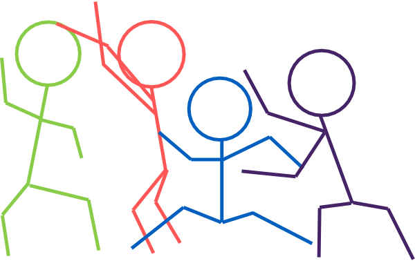 Stick Figures Clip Art - Stick Figures Playing (600x378), Png Download
