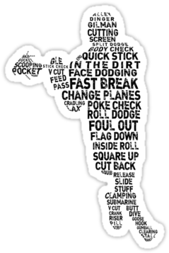 "lacrosse Player, Typographic Design" Stickers By Gamefacegear - Lacrosse Terminology Postcards (package Of 8) (375x360), Png Download
