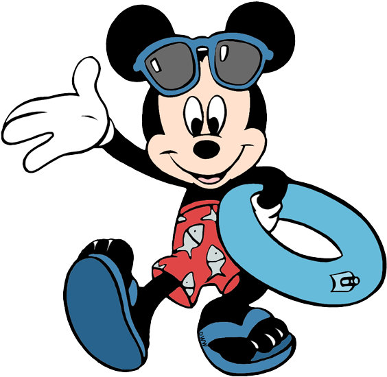 Disney Summertime Clip Art Galore Carrying Pool - Mickey Mouse Swimming Png (573x560), Png Download