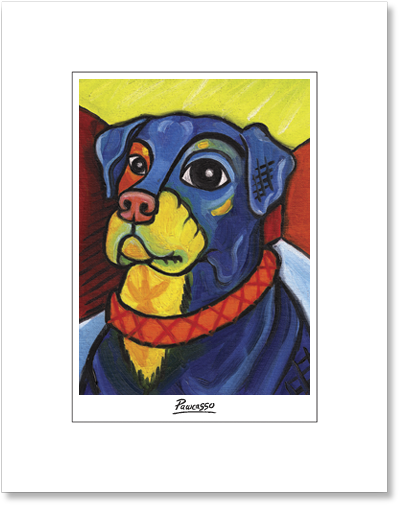 Rottweiler Pawcasso Matted Print - Dobermann (550x550), Png Download