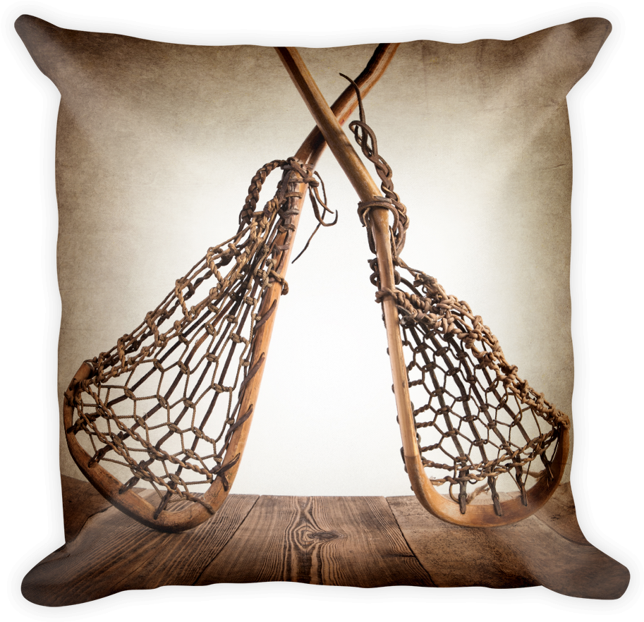 Vintage Lacrosse Sticks Crossed Square Pillow - Lacrosse Stick (1000x1000), Png Download