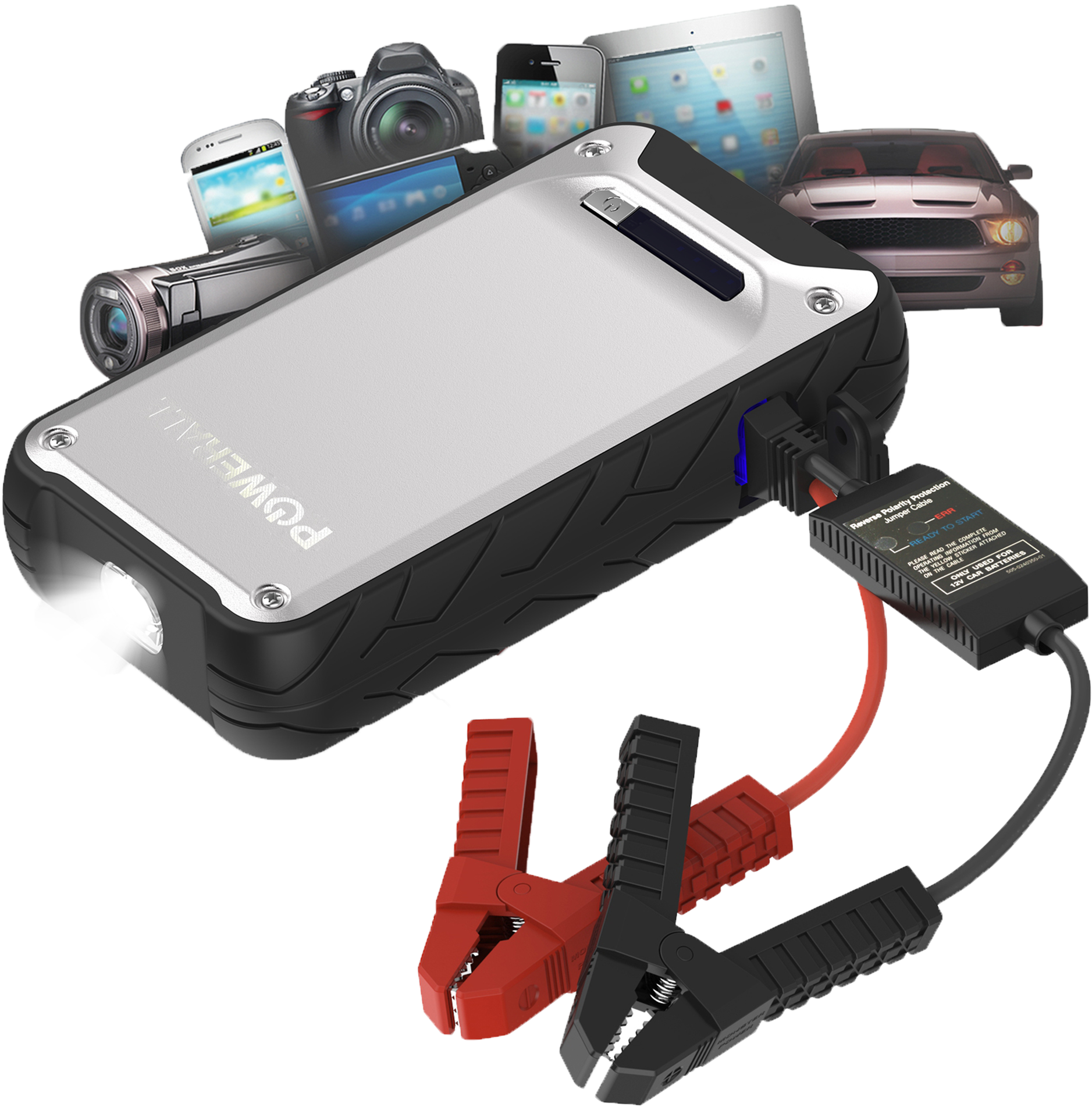 Powerall Element Ip65 12000mah Power Bank And 12volt, - Powerall Pbjs12000ae 400 Amp Element Jump Starter (2000x2000), Png Download