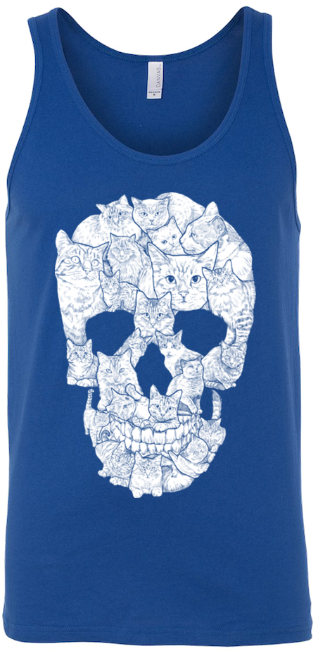 Sketchy Cat Skull T Shirt (1000x1000), Png Download