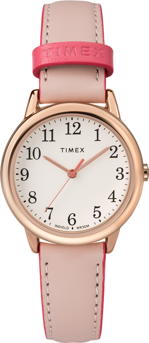 Easy Reader Color Pop 30mm Leather Strap Watch Rose - Timex Mens Easy Reader White Dial Tw2p75600 Watch (1000x1200), Png Download