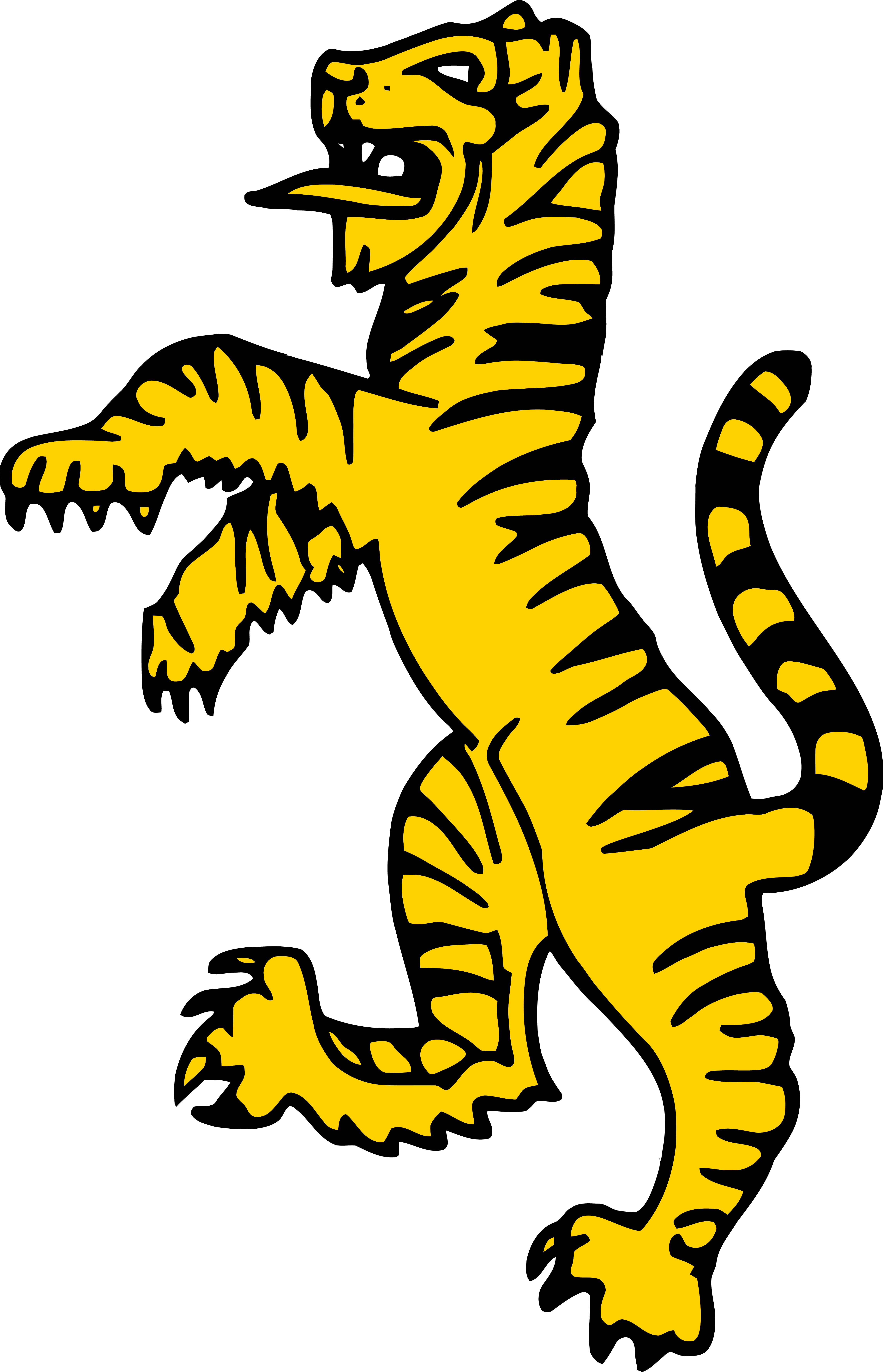 Gold Color Standing Tigger Clipart Png Image Download - Tiger Standing Up Drawing (4562x7086), Png Download