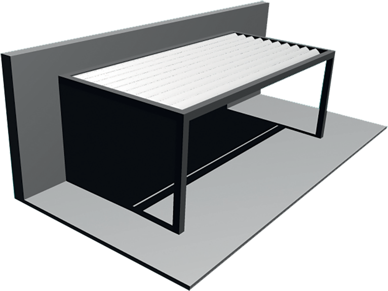 Corner View On The Wall Pergola Application - Facade (800x800), Png Download