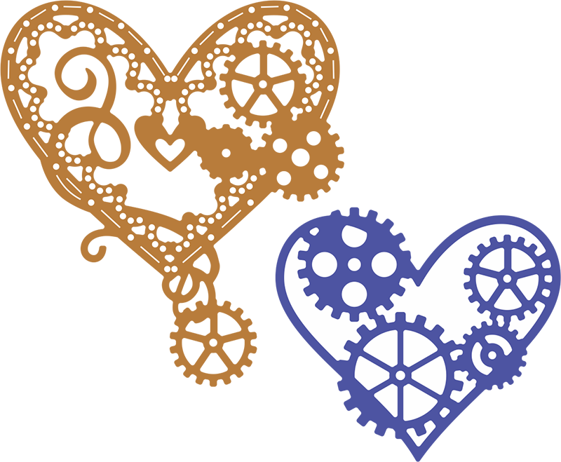 2 Approximate Size - Cheery Lynn Designs Dies - Steampunk Series Hearts (800x659), Png Download