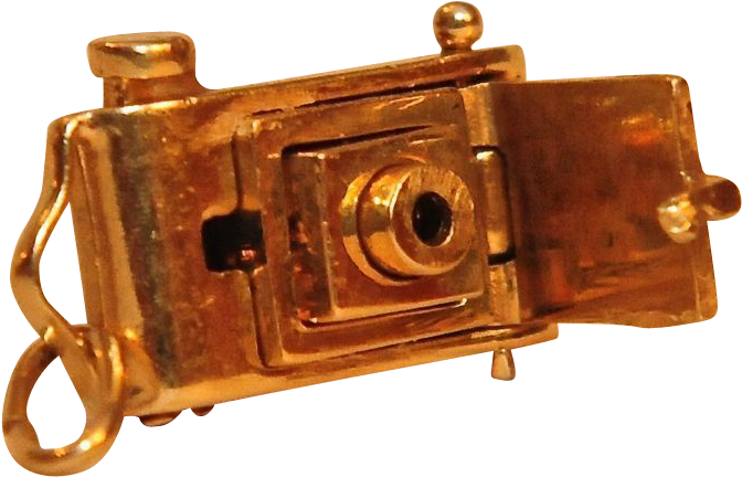Vintage 14k Gold Mechanical Camera Charm Hallmarked - Film Camera (671x671), Png Download