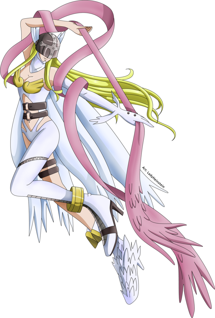 Salamon - Gatomon - Angewomon - Magnadramon - Nefertimon - Digimon Angewomon Png (735x1086), Png Download