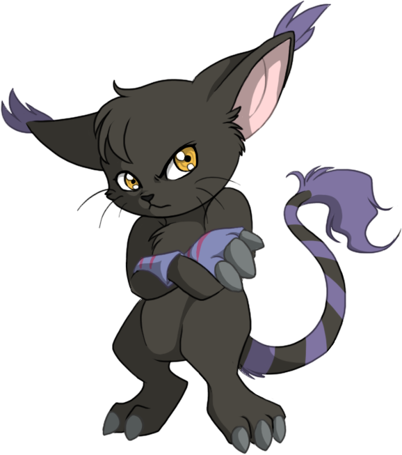 Wizardmon Et Blacktailmon - Black Gatomon And Gatomon (578x653), Png Download