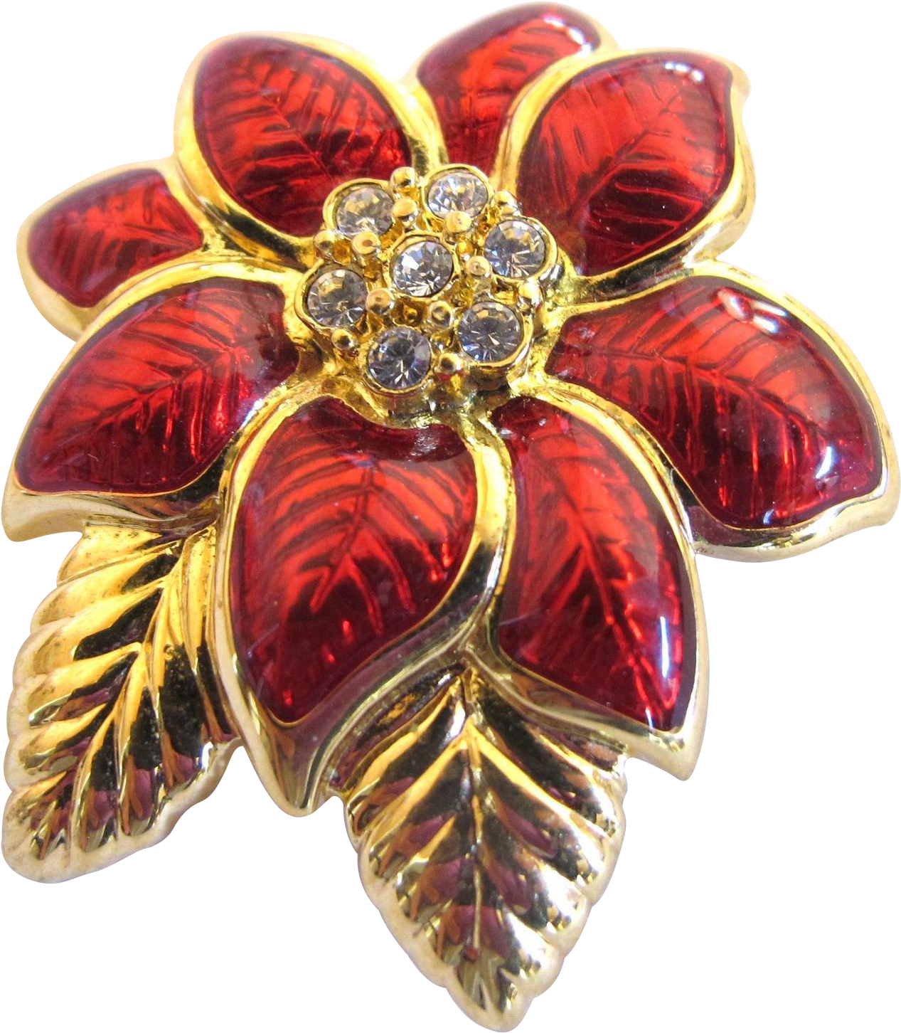 Monet Poinsettia Holiday Brooch - Brooch (1451x1451), Png Download