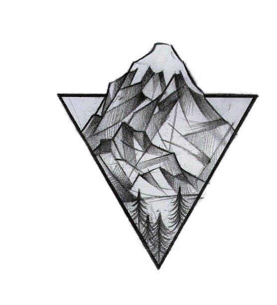 Tattoo Triangle Mountain Geometry Idea Logo Drawing (612x612), Png Download