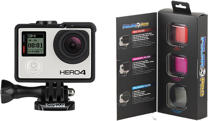 Gopro Hero 4 Black And Polarpro Aqua Three Pack - Go Pro Hero4 Silver Edition Adventure (787x490), Png Download