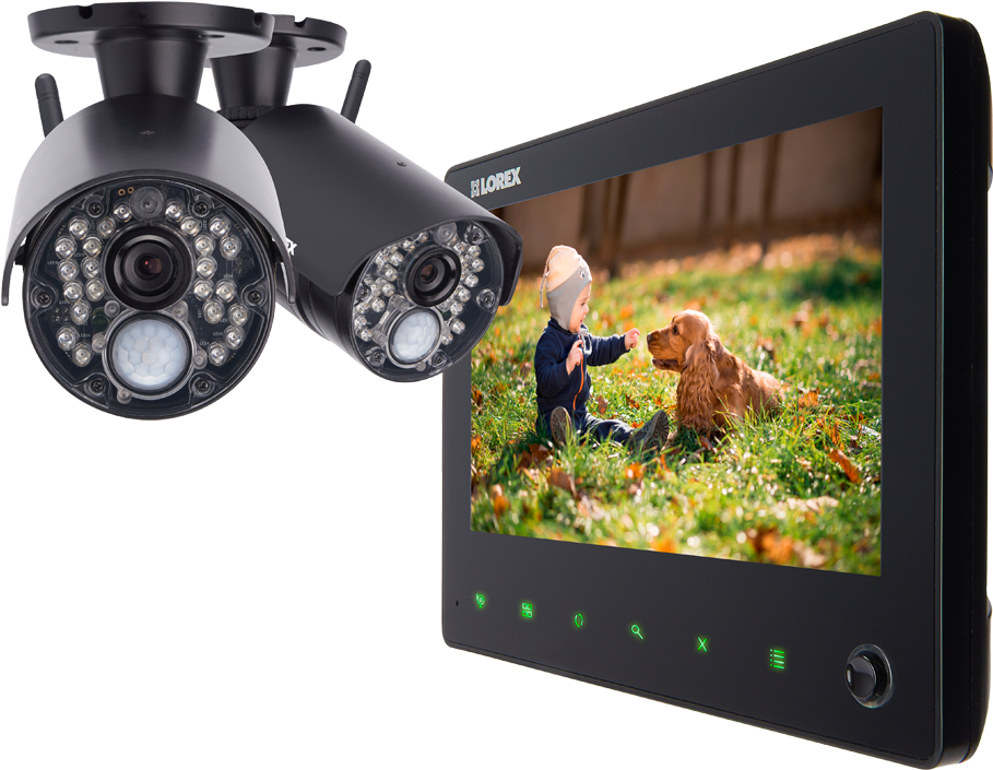 Wireless Video Security System With 720p Hd Cameras - Lorex Lw2762h 4-channel Monitor / Dvr With 2 Outdoor (1200x800), Png Download