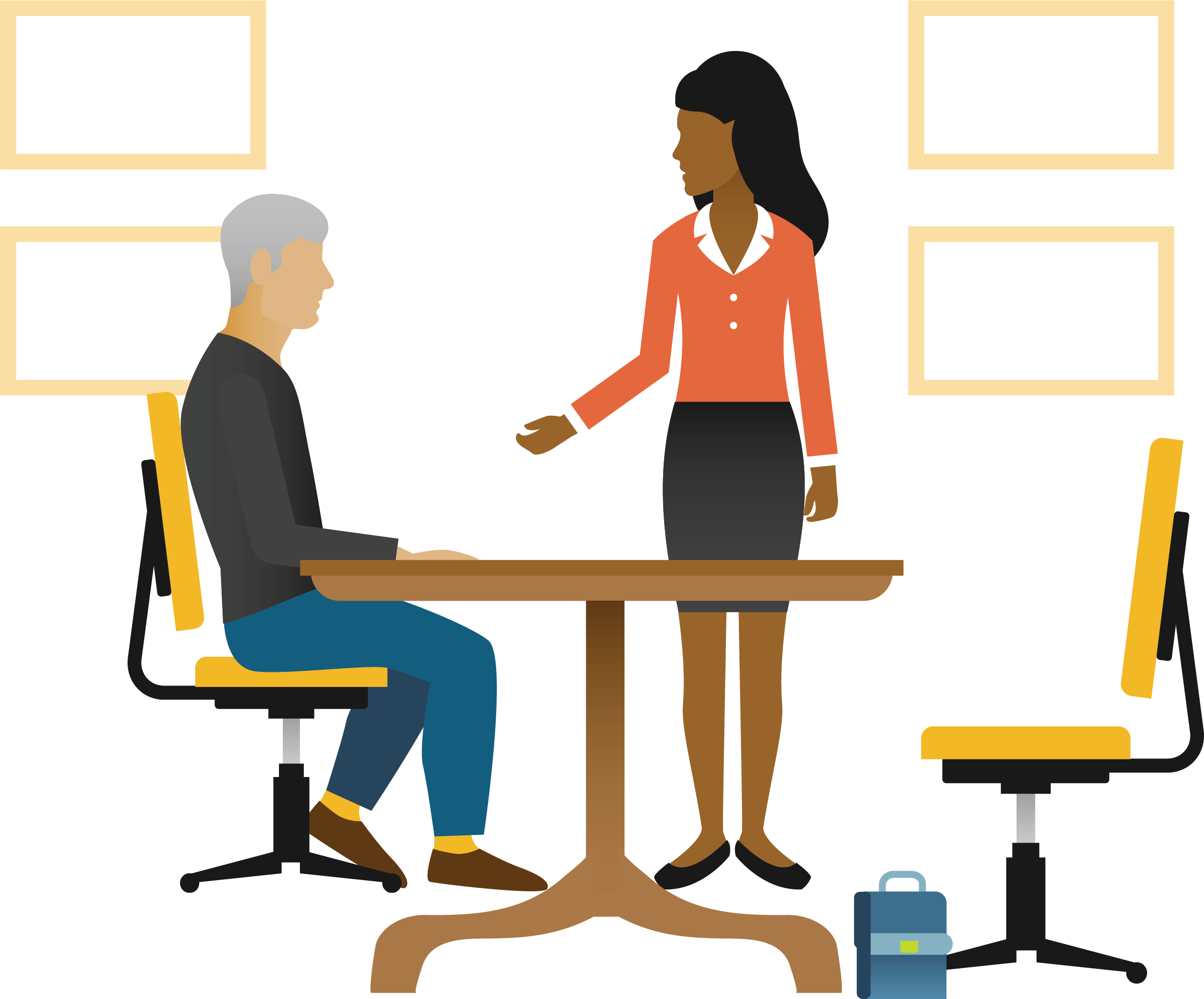 Coaching Illustration - Sitting (2473x2052), Png Download