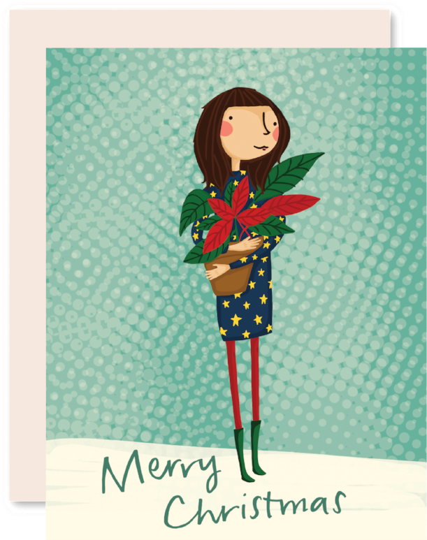 Girl With Poinsettia - Poinsettia (640x896), Png Download