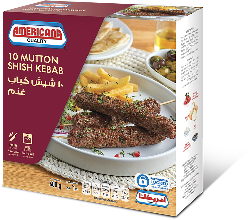 361602 Americana Mutton Shish Kabab 600g New Pack Design - Americana Group (992x910), Png Download