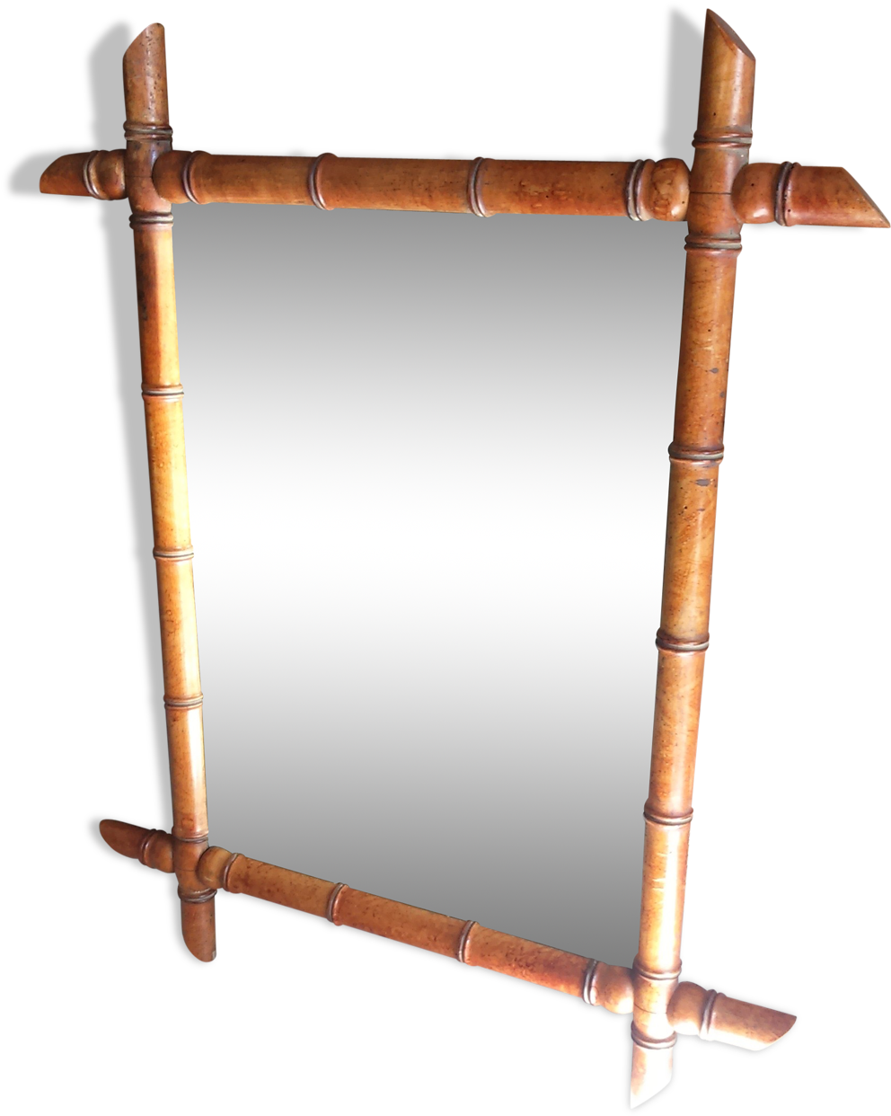 Old Mirror Wood Frame Imitation Bamboo 1900 65x55cm - Mirror (1457x1457), Png Download
