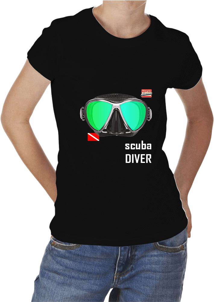 Scuba Mask Logo T Shirt Shop Simply - Womens Scuba Diving T Shirt (1020x1000), Png Download