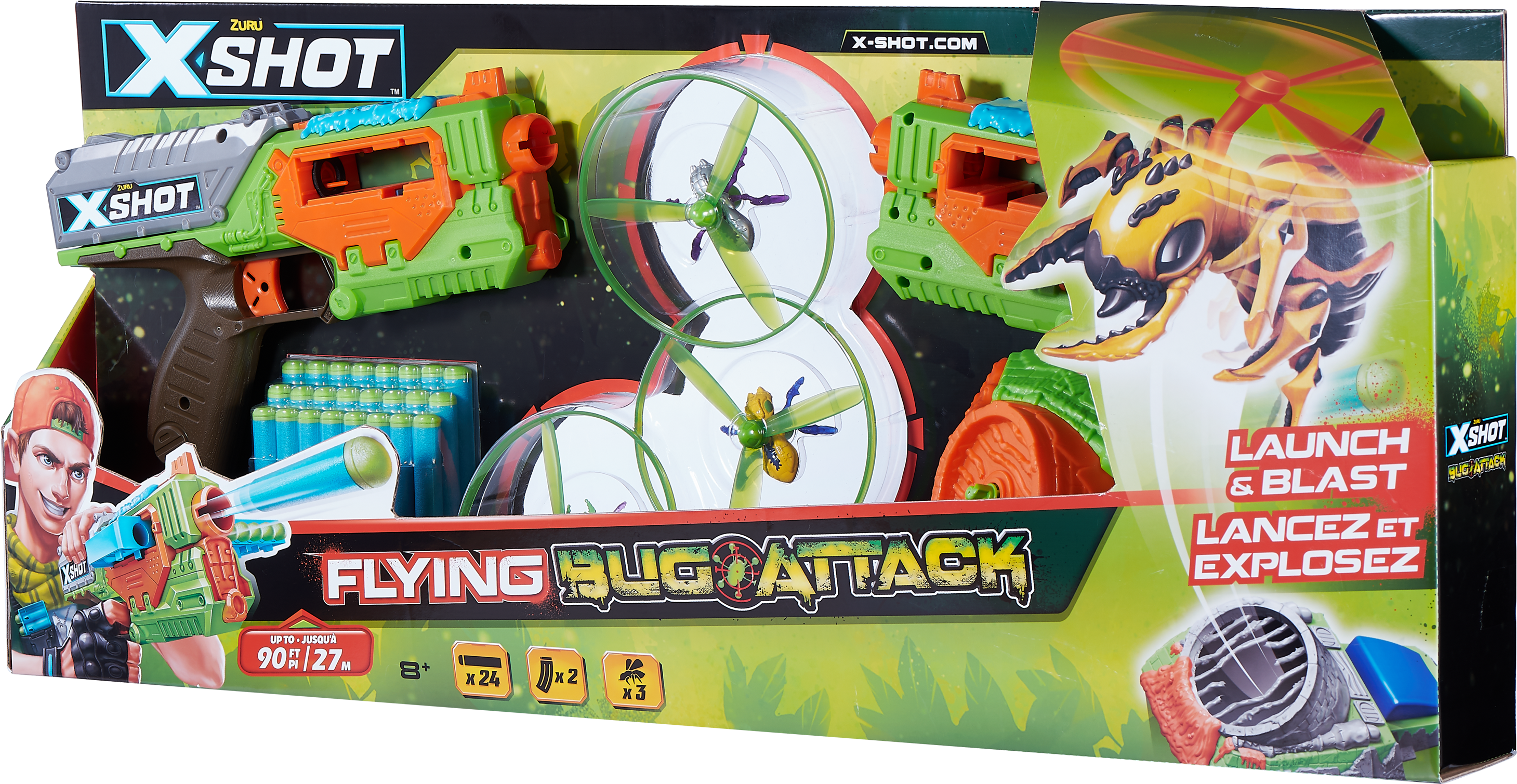 X-shot Flying Bug Attack Double Swarm Seeker Foam Dart - Toy (3000x3000), Png Download