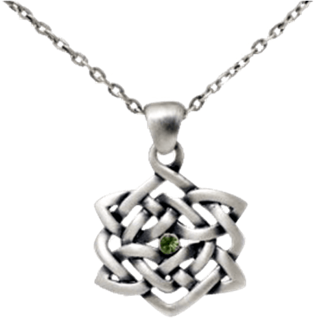 Celtic Knot Necklace With Green Gem - "celtic Knot Necklace With Green Gem" (555x555), Png Download