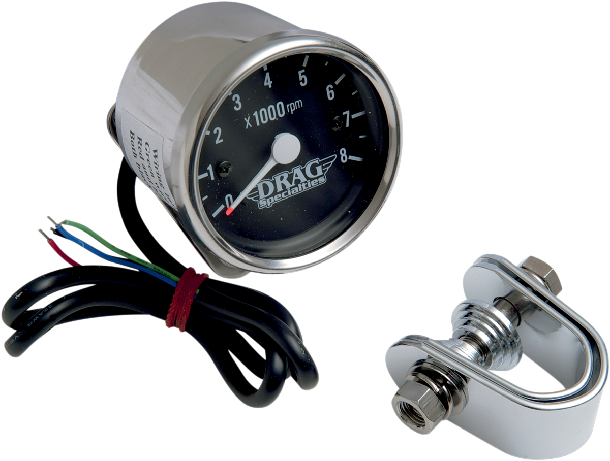 Drag Specialties 8000 Rpm Chrome Electronic Tachometer - Drag Specialties | Tach Elec 2.4"blk Bulb Lt | 0 (1200x908), Png Download