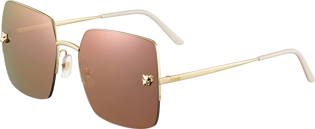 Panthère De Cartier Sunglasseschampagne Golden Finish - Sunglasses (1024x421), Png Download