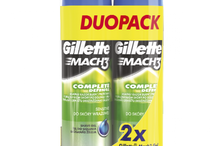 Gillette Mach 3 Complete Defense Shaving Gel 200 Ml (711x487), Png Download