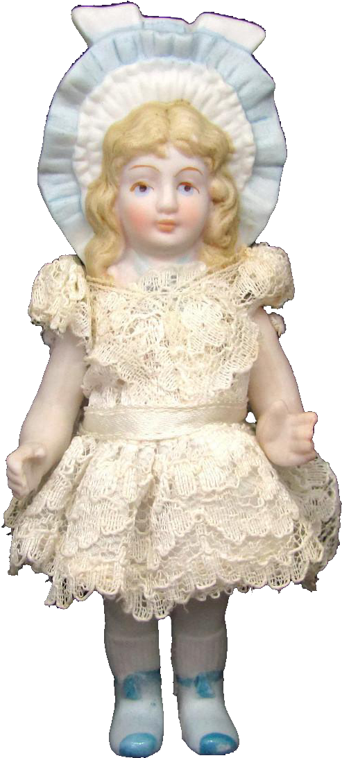 Vintage Shackman All Bisque Doll Molded Bonnet Head - Doll (1104x1104), Png Download
