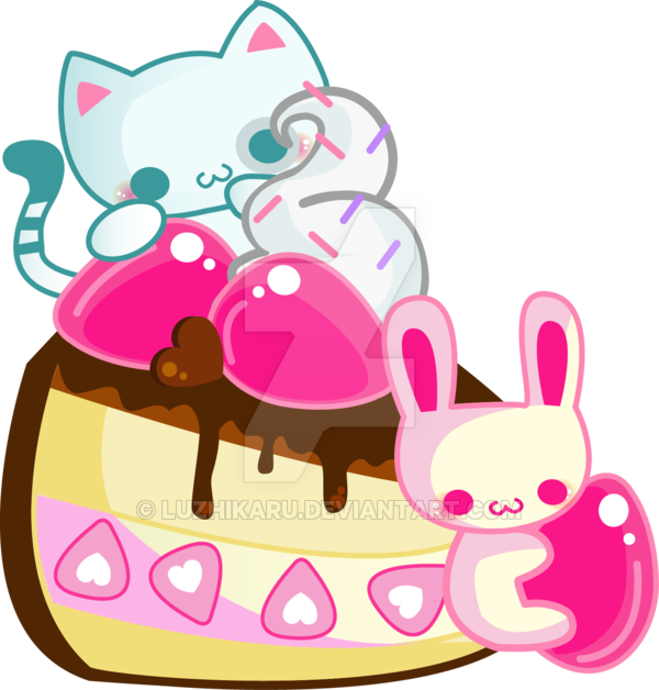 Cute Cake By Luzhikaru - Cute Cake Kawaii Png (600x628), Png Download