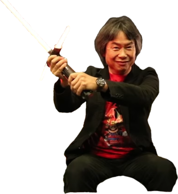Shigeru Miyamoto With Lightsaber - Miyamoto Lightsaber (586x630), Png Download