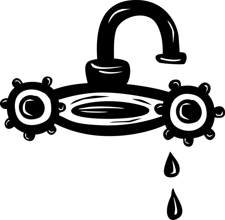 Vector Illustration Of Dripping Water Tap Sink Faucet - Circle (717x700), Png Download