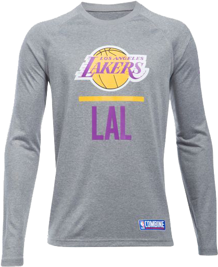 Los Angeles Lakers Combine Lock Up Long Sleeve T-shirt (500x667), Png Download