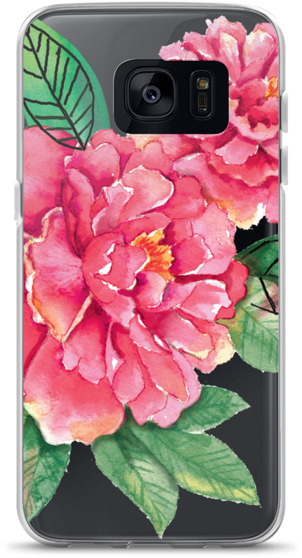 Pink Peonies Samsung Case - Smartphone (1000x1000), Png Download