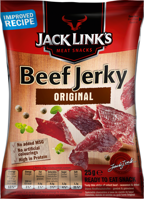 Jack Link's Unveils New Recipe And Packaging Design - Jack Links Original Beef Jerky 25g (472x653), Png Download