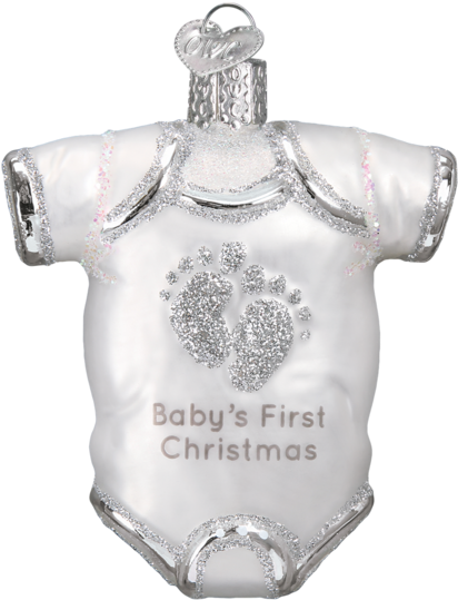 Baby Onesie Ornament-white - Old World Classic Car '57 Chevy Blown Glass Ornament (582x582), Png Download
