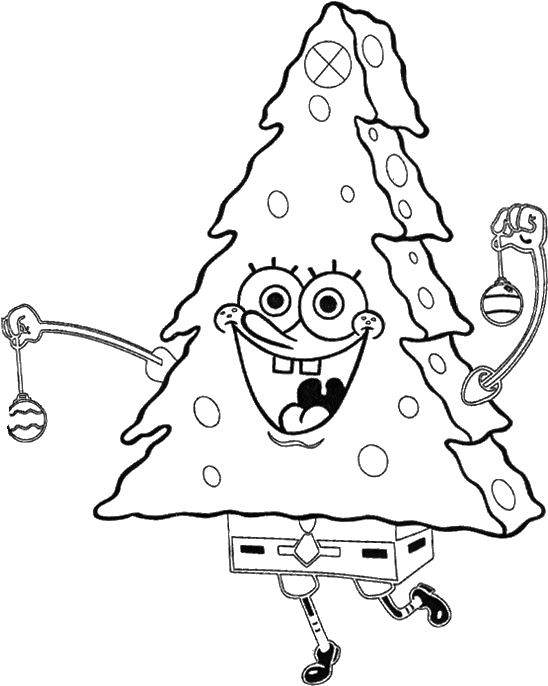 Spongebob Funny And Cool Christmas Coloring Page Christmasmalbuch - Spongebob Christmas Tree Coloring Page (660x848), Png Download