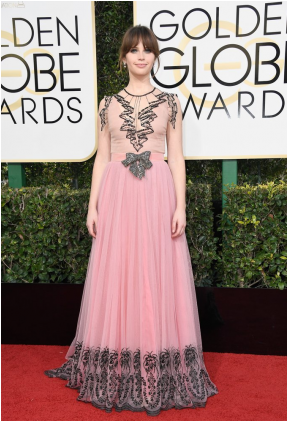1 - Felicity Jones Golden Globes 2018 (770x420), Png Download
