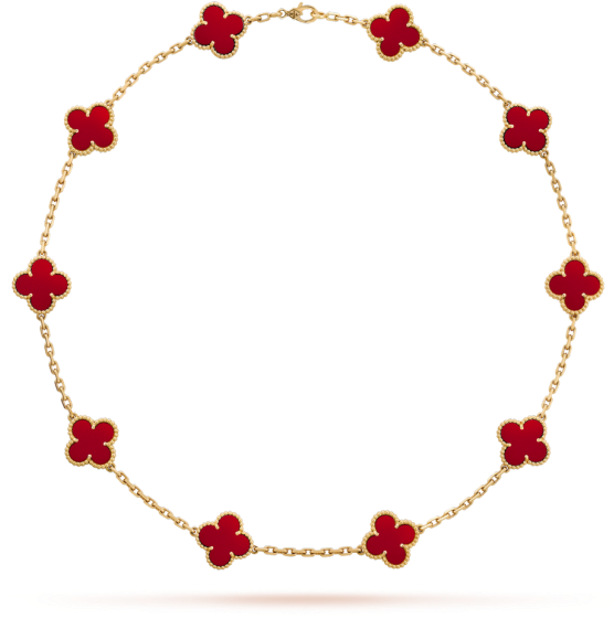Vintage Alhambra Necklace, 10 Motifs - Van Cleef Alhambra Necklace Black (620x620), Png Download