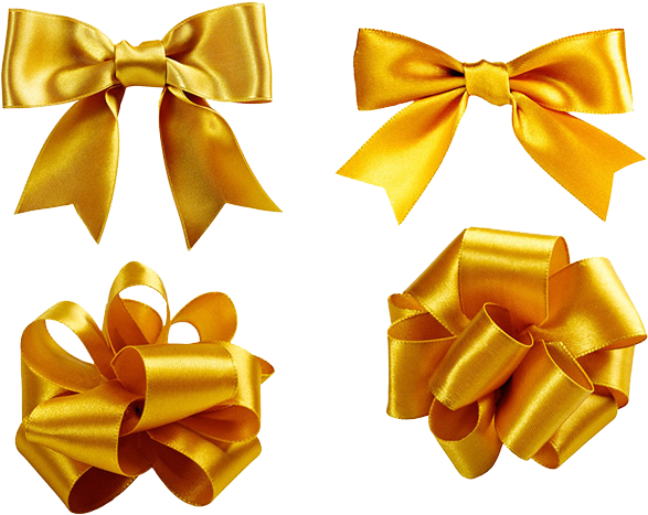 Shoelace Knot Ribbon Golden - Gold Ribbon For Gift Png (680x510), Png Download