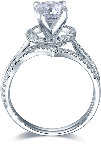 Silhouette Glamorous Wave Diamond Wedding Ring Set - Engagement Ring (600x600), Png Download