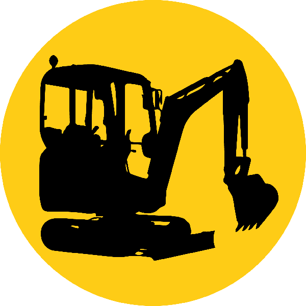 Png Library Download Bobcat Clipart Realistic - Mini Digger Silhouette (600x600), Png Download