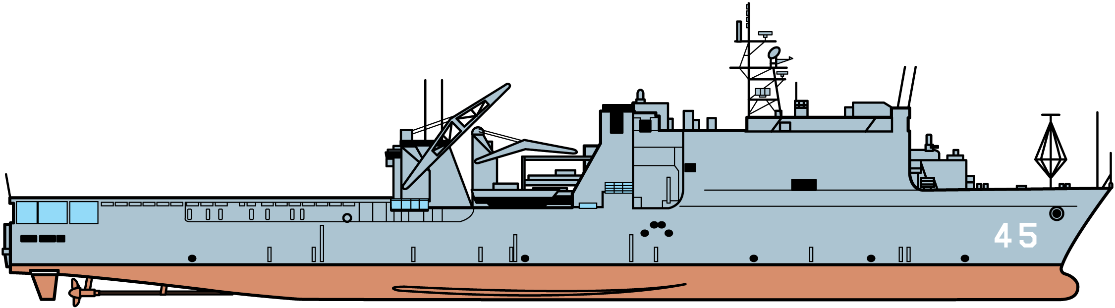 36 - Whidbey Island Class Blueprint (2250x622), Png Download