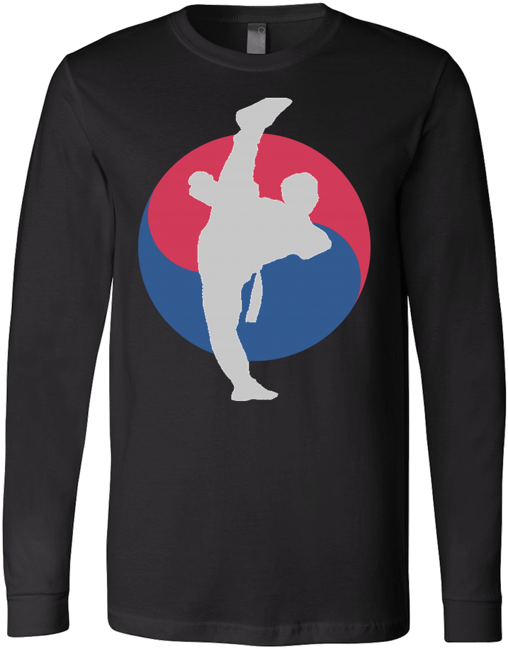 Martial Art T-shirt, Long Sleeve, Black, With Taekwondo - Martial Art T-shirt Long Sleeve (1000x1000), Png Download