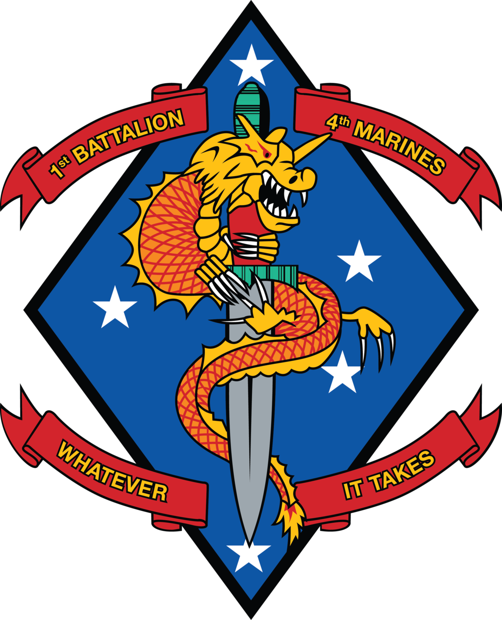 1st Bn 4th Marines Hoodie - 1st Battalion 4th Marines Logo (1024x1264), Png Download