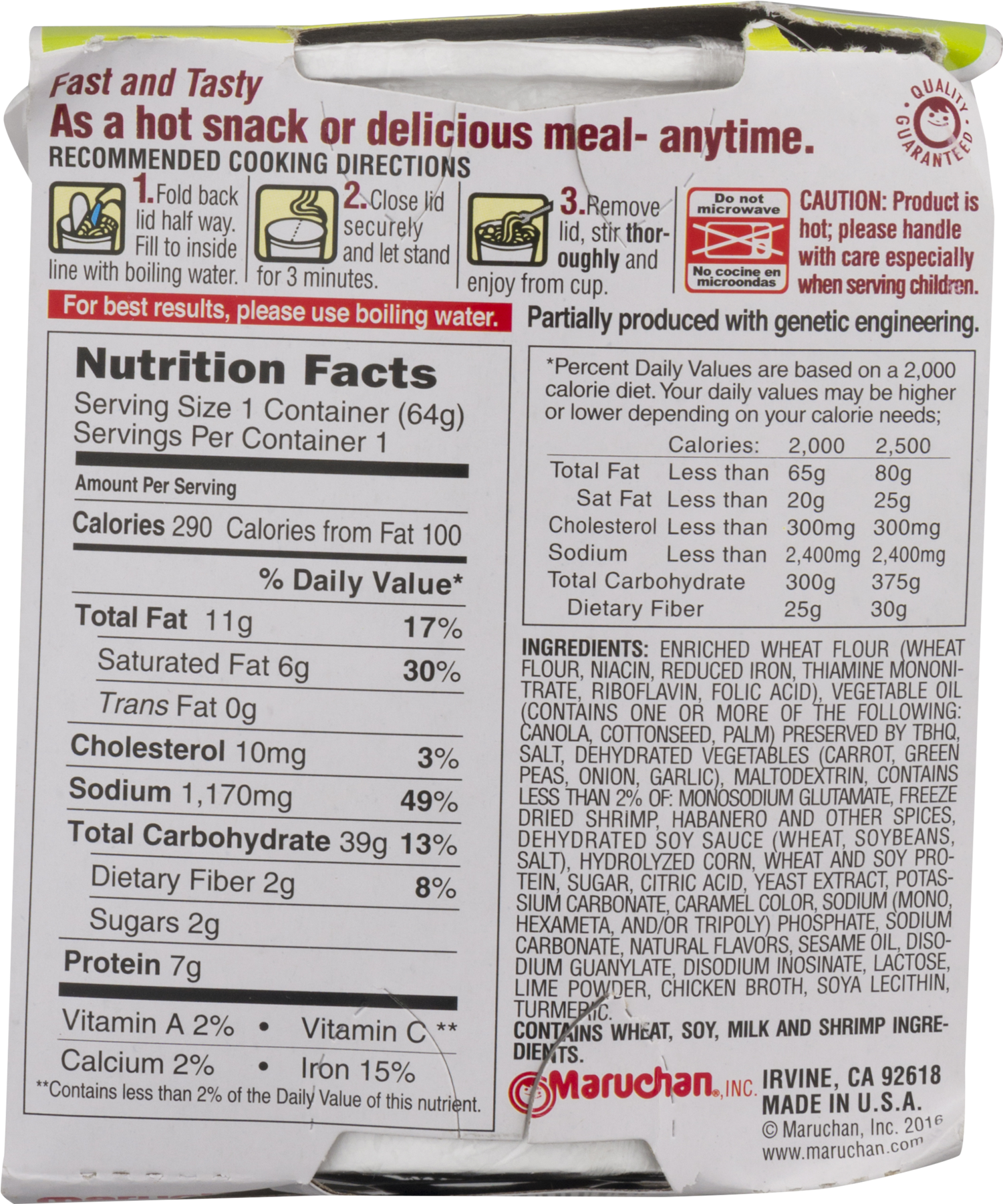 Maruchan Instant Lunch Lime Chili Flavor W/shrimp Instant - Maruchan Instant Lunch Ramen Noodle Soup, Chipotle (1800x1800), Png Download