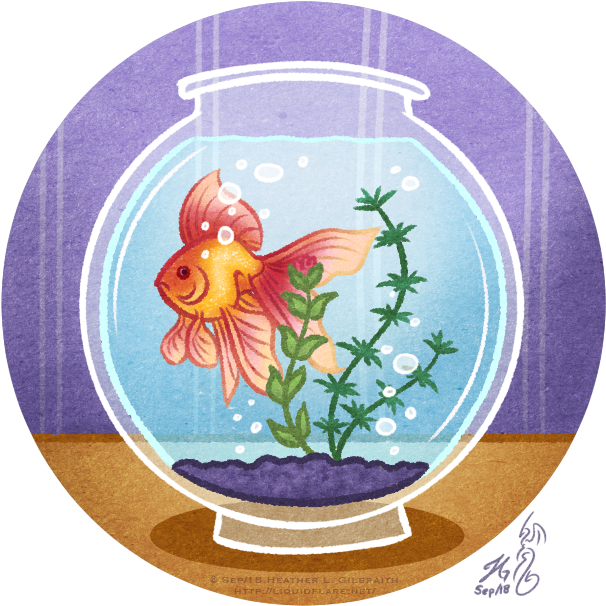A Drawing Of A Fancy Fan-tailed Goldfish, Swimming - Drawing (650x650), Png Download