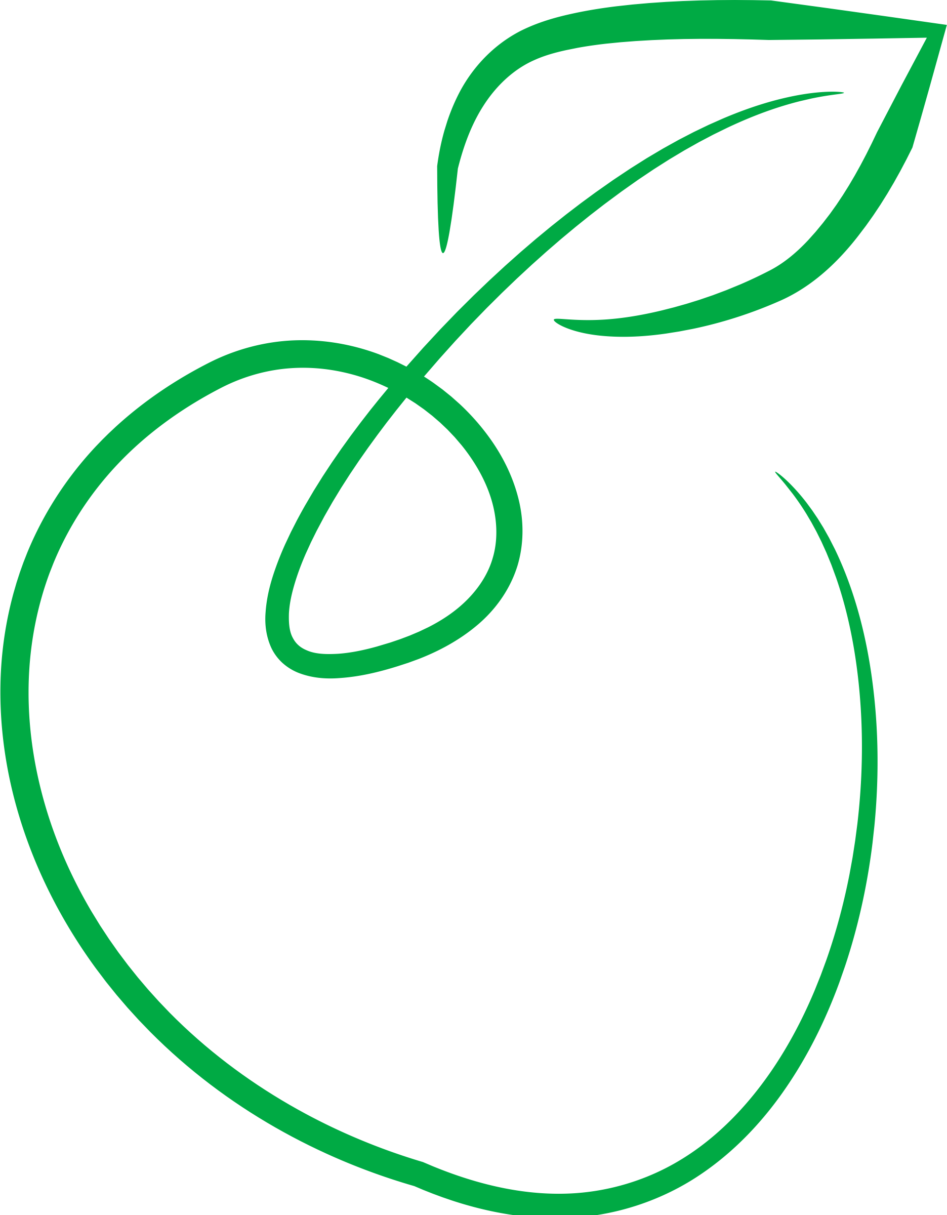 Outline 6 Apple Drawing Clipart - Green Apple Drawing (1871x2400), Png Download