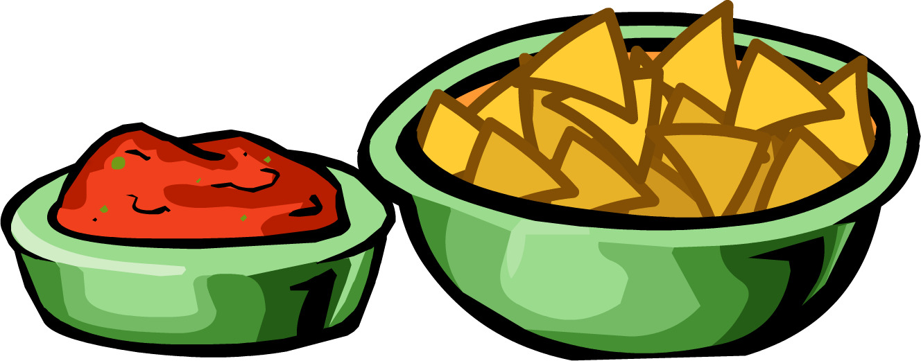Nachos And Salsa - Bowl Of Chips Clipart (1328x521), Png Download